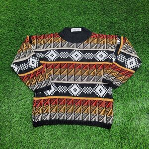 Vintage 90s Ethnic Tribal Sweater Women Medium 20x24 Black